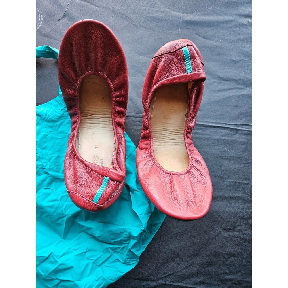 Tieks by Gavrieli Cardinal Red Leather Ballet Flats Size 11 with Box and Bag - Picture 2 of 7